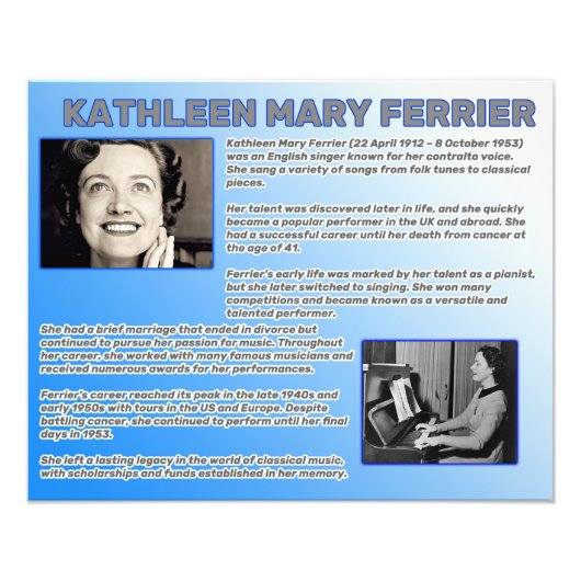Kathleen Mary Ferrier Foto Afdruk (Voorkant)