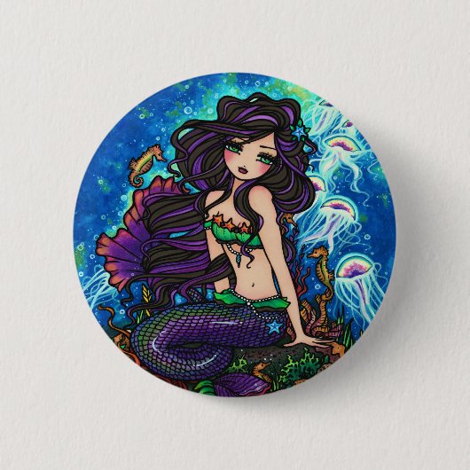"Kathleen" Mermaid and Jellyfish Button (Voorkant)