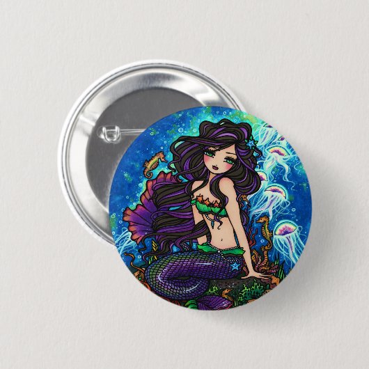 "Kathleen" Mermaid and Jellyfish Button (Voorkant /achterkant)
