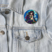 "Kathleen" Mermaid and Jellyfish Button (In situ)