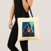 "Kathleen" Mermaid and Jellyfish Canvas tas (Voorkant (product))