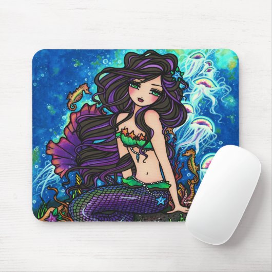 "Kathleen" Mermaid en Jellyfish Mousepad Muismat (Met muis)