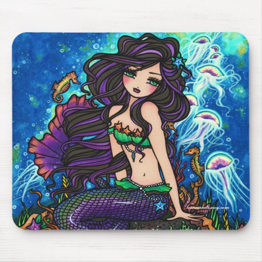 "Kathleen" Mermaid en Jellyfish Mousepad Muismat (Voorkant)