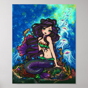 "Kathleen" Mermaid Jellyfish Ocean Seahorse Fairy Poster