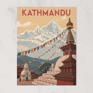 Kathmandu bergen en gebedsvlaggen briefkaart