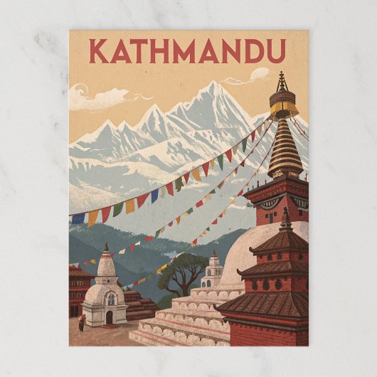 Kathmandu bergen en gebedsvlaggen briefkaart