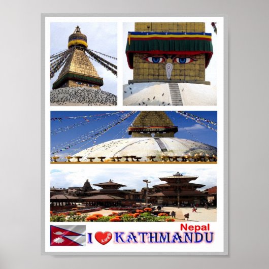 Kathmandu - I Love - Nepal Poster (Voorkant)