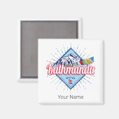 Kathmandu Mountains Nepal Retro Vlaggen Souvenir Magneet (Voorkant / Achterkant)