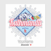 Kathmandu Mountains Nepal Retro Vlaggen Souvenir Sticker (Vel)