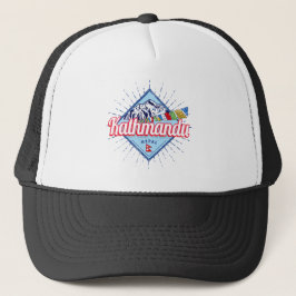 Kathmandu Mountains Nepal Retro Vlaggen Souvenir Trucker Pet