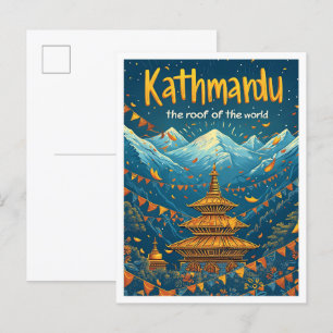 Kathmandu Nepal  kunst reisillustratie Briefkaart