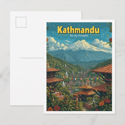 Kathmandu Nepal  kunst reisillustratie Briefkaart (Voorkant / Achterkant)