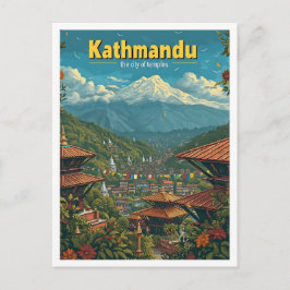 Kathmandu Nepal  kunst reisillustratie Briefkaart