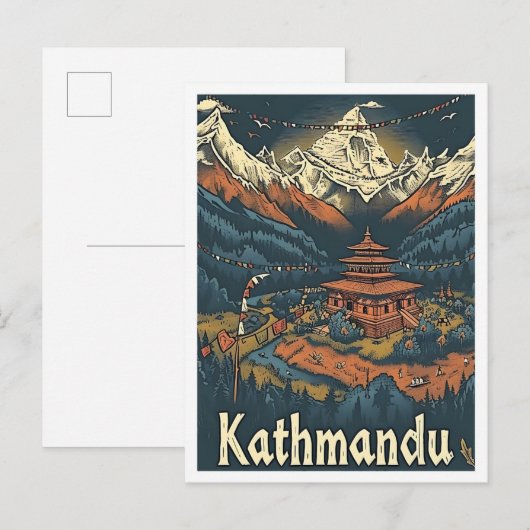 Kathmandu Nepal  kunst reisillustratie Briefkaart (Voorkant / Achterkant)