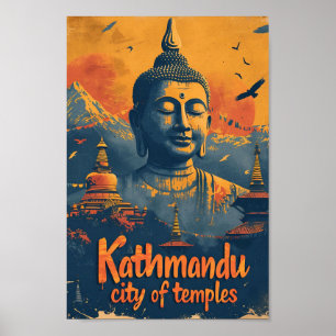 Kathmandu Nepal  kunst reisillustratie Poster