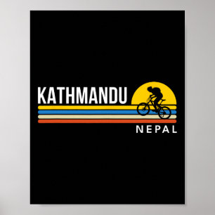 Kathmandu Nepal Mountainbiken Vintage Retro Souv Poster