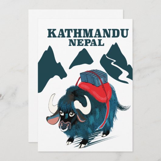 Kathmandu Nepal Reisposter Canvasprint Kaart (Voorkant / Achterkant)