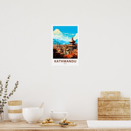 Kathmandu Nepal Reisprint Poster (Keuken)