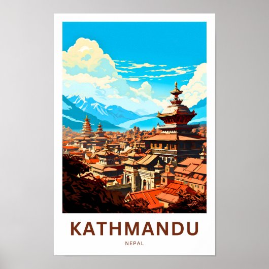 Kathmandu Nepal Reisprint Poster (Voorkant)