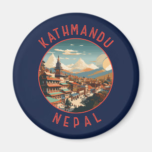 Kathmandu Nepal Retro Noodcirkel Magneet