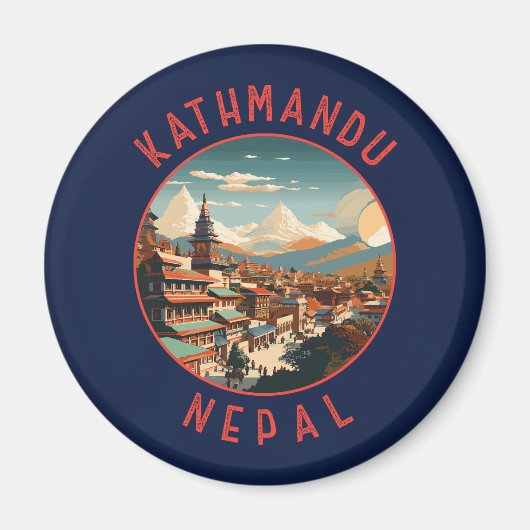 Kathmandu Nepal Retro Noodcirkel Magneet (Voorkant)
