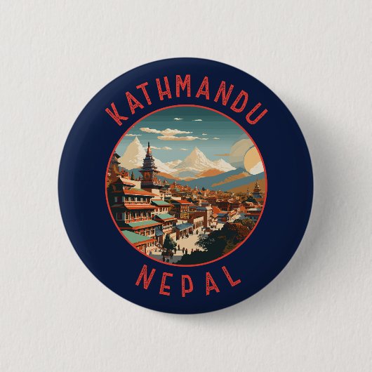 Kathmandu Nepal Retro Noodcirkel Ronde Button 5,7 Cm (Voorkant)
