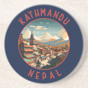 Kathmandu Nepal Retro Noodcirkel Zandsteen Onderzetter