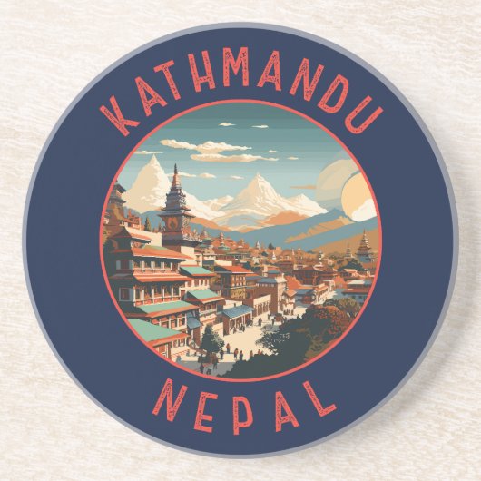 Kathmandu Nepal Retro Noodcirkel Zandsteen Onderzetter (Voorkant)