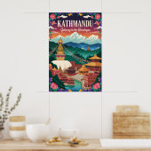Kathmandu Nepal Retro Reisposter Kunst Poster (Keuken)