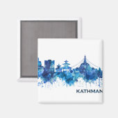 Kathmandu Nepal Skyline Blue Magneet (Voorkant / Achterkant)