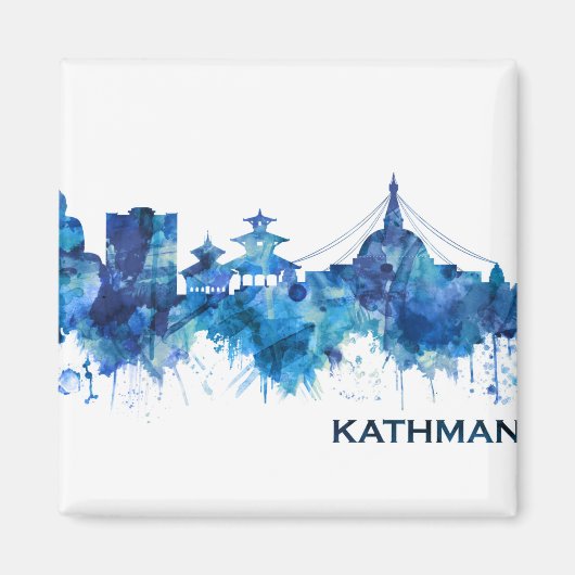 Kathmandu Nepal Skyline Blue Magneet (Voorkant)