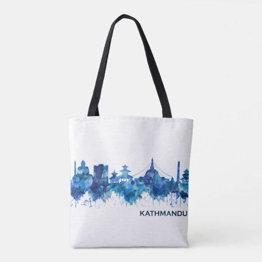 Kathmandu Nepal Skyline Blue Tote Bag (Achterkant)