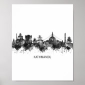 Kathmandu Nepal Skyline BW Poster (Voorkant)