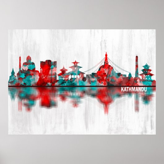 Kathmandu Nepal Skyline Poster (Voorkant)