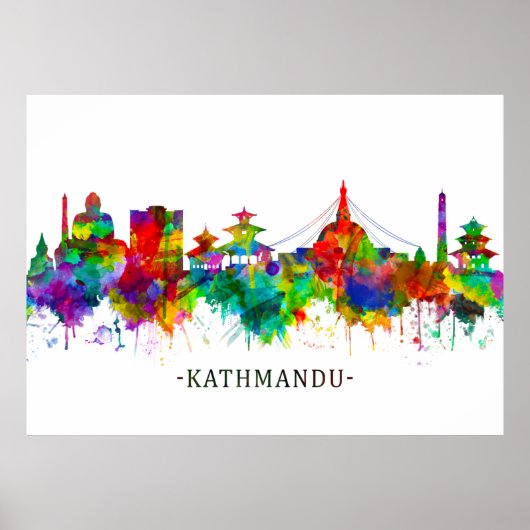 Kathmandu Nepal Skyline Poster (Voorkant)