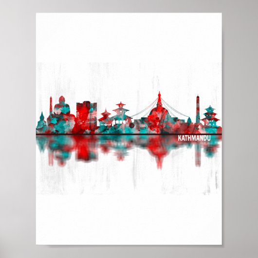 Kathmandu Nepal Skyline Poster (Voorkant)