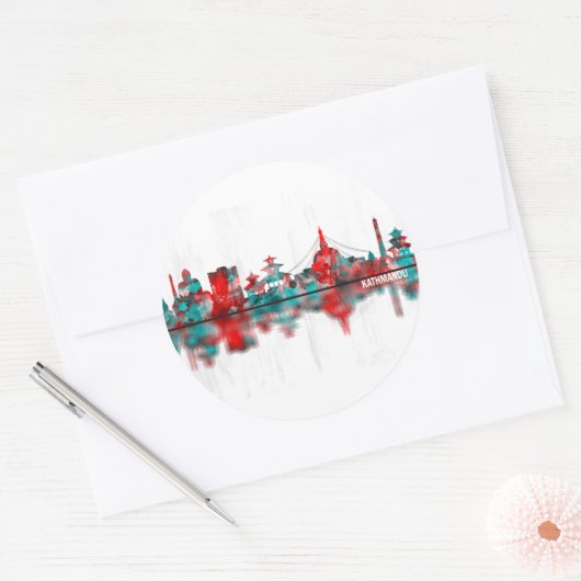 Kathmandu Nepal Skyline Ronde Sticker (Envelop)