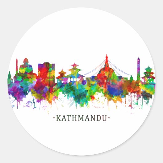 Kathmandu Nepal Skyline Ronde Sticker (Voorkant)
