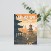 Kathmandu Nepal Travel Art Vintage Briefkaart (Staand voorkant)
