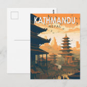 Kathmandu Nepal Travel Art Vintage Briefkaart (Voorkant / Achterkant)