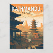 Kathmandu Nepal Travel Art Vintage Briefkaart (Voorkant)