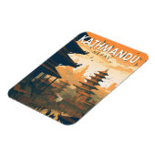 Kathmandu Nepal Travel Art Vintage Magneet (Linkerzijde)