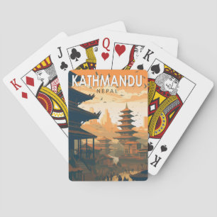 Kathmandu Nepal Travel Art Vintage Pokerkaarten
