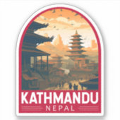 Kathmandu Nepal Travel Art Vintage Sticker (Voorkant)