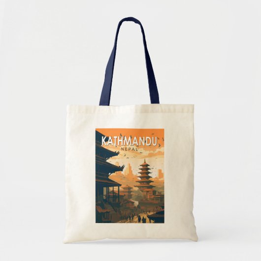 Kathmandu Nepal Travel Art Vintage Tote Bag (Voorkant)