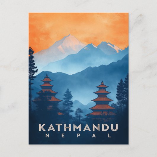 Kathmandu Tempel Briefkaart (Voorkant)
