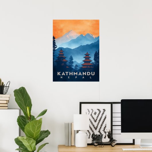  Kathmandu Tempel Poster (Thuiskantoor)