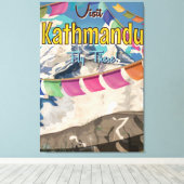 Kathmandu Vintage Travel poster Canvas Afdruk (Insitu (Houten vloer))