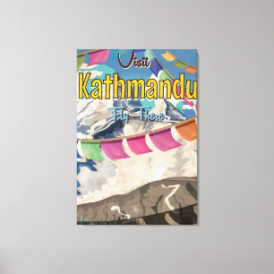 Kathmandu Vintage Travel poster Canvas Afdruk