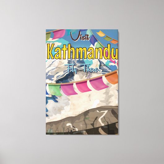 Kathmandu Vintage Travel poster Canvas Afdruk (Voorkant)